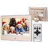UsmAsk Spacmirrors Cornice per foto digitale da 7 pollici Display ad alta risoluzione 1024x600 Lettore video MP3 Calendario Sveglia con telecomando Supporto USB Scheda SD Regalo per amici di famiglia (Oro)