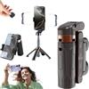 NNBWLMAEE Pocketflex Mini treppiede, treppiede mini JJ02, razunoth treppiede con telecomando staccabile, interruttore a pulsante one-touch, rotazione a 360°, supporta fino a 2 kg (nero, luce di riempimento* 2)