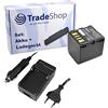 Trade-Shop OFFERTA im Set: fotocamera ad alte prestazioni LiIon batteria + Batteria Caricabatteria da auto con adattatore per auto per JVC GZ MG505EK MG 20 MG DI 20E 20EK 20aa 20ex 20us MG MG MG MG MG21E 21EX