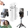 NNBWLMAEE Pocketflex Mini treppiede, treppiede mini JJ02, razunoth treppiede con telecomando staccabile, interruttore a pulsante one-touch, rotazione a 360°, supporta fino a 2 kg (bianco, luce di riempimento*