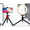 WMLBK Luce ad anello a LED con treppiedi, 6 pollici, trasmissione live per fotografia/Vlog/trasmissione live / make up, simpatica luce ad anello con due piccole orecchie