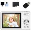 Tidgel Fotocamera CCD, economica per studenti, selfie, ad alta risoluzione, fotocamera digitale retrò, fotocamera compatta (bianco 32G)