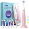 FUMEIKANG Spazzolino elettrico per bambini sonico ricaricabile spazzolino da denti regalo per ragazzi e ragazze Smart Timer Power Toothbrush - 3 4 5 6 7 8 9 10 11 12 (rosa)