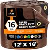 Xpose Safety 12 'x 16' Super Heavy Duty 16 Mil Brown Poly Tarp