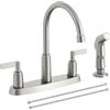 RAINMAX Rubinetto da cucina con spruzzatore, Rubinetto per lavello da cucina in acciaio inox nichel spazzolato con spruzzatore laterale, Rubinetto a 3 fori o 4 fori per lavello da cucina, rubinetto da cucina