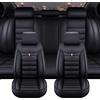 PUDLAII Coprisedili per auto compatibili con Audi Q3 S-Line/Q3 Quattro/Q3 Sportback/Q5/Q5 in pelle impermeabile e traspirante coprisedili per 5 posti accessori auto, Nero