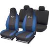 Auto Accessori Lupex Coprisedili Compatibili per Citroen C1 2005-2022 | Kit completo, Made In Italy, Copri poggiatesta anteriori integrato, Policotone, Nero Blu Royal