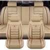 PUDLAII Coprisedili per auto adatti per Audi Q3 S-Line/Q3 Quattro/Q3 Sportback/Q5/Q5 in pelle impermeabile e traspirante 5 posti coprisedili ricambi auto, beige