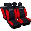 Lupex Shop 500_Hybrid- Copri-sedili Auto Compatibili 500 Hybrid 2021 | Set Coprisedili Anteriori e Posteriori | Airbag Compatibili | Accessori Interni (Nero/Rosso)