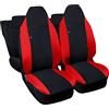 Rebeca Shop® Coprisedili auto compatibili con Smart ForFour, Made in Italy, tessuto poliestere, set coprisedili anteriori e posteriori (Nero - Rosso, Set completo (anteriore + Posteriore))