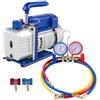 SHENGJINSH Pompa per Vuoto Aria Condizionata Pompa per Vuoto Frigorista con Un Misuratore Collettore 1440 RPM Anti-Reflusso Olio per Condizionatore Auto Automobile Riflettore(1.8CFM1/4HP)
