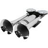 Septpenta Tromba D'Aria per Treni di Camion 12V/24V, Kit Clacson per Auto Super Rumoroso da 300 DB, Doppio Tubo, Aspetto Alla Moda Argento, Amplificatore a Doppio Tubo Cromato in Lega di Zinco per Veicoli