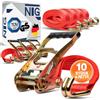 NTG Cinghie di ancoraggio, 4 m, 5 t, 10 pezzi, 2 pezzi, 50 mm, cricchetto e gancio, TÜV/GS