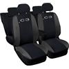 Lupex Shop Coprisedili auto compatibili con C3, Made in Italy, tessuto poliestere, set sedili completi anteriori e posteriori (Nero - Grigio Scuro)