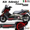 IRIDEA DESIGN SET COMPLETO ADESIVI CARENA ROSSO FITS COMPATIBILE CON YAMAHA T-MAX 500 01-07