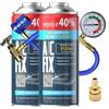 A/C FIX R1234yf - Gas di Ricambio per refrigerante, condizionatore d'Aria per Auto, refrigerante, bombola del Gas, 2 x 235 g, Tubo climatizzatore, manometro, Aria condizionata, Adattatore HP/LP- Eco