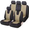 MaKeMoney Auto Set Coprisedili Per Fiat Panda 3. Series (Type 169) 2003-2025, Traspirante Coprisedili Auto Protezione Sedile Interni Accessori,B/Black Beige