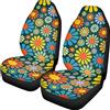 Coloranimal - Coprisedili per auto con motivo floreale astratto hippie, colore vivace, cuscino per sedile anteriore elastico anti-sporco, protezione per sedili auto per auto