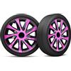 moto-MOLTICO Moltico Copricerchi - Set Copricerchi Universale 4 Pezzi - Adatto a Tutti i Cerchi in Acciaio - Copri Cerchioni - Anello di Sicurezza Regolabile - Rosa - 15 Pollici