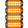 YOJZMA 4Pcs Luce stroboscopica emergenza, 12 LED Ambra Luce lampeggiante | Montaggio a Superficie Luci segnalazione emergenza, 9 modalità, Doppia Riga, 12V-24V, per Veicoli Costruzione, Camion