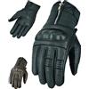 Texpeed Guanti da moto in pelle uomo - Estivi/invernali Guanti per motociclisti - Protezione delle mani zippata per ciclomotore Armatura Nero - (M)