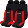 Rebeca Shop Coprisedili auto universali Made in Italy - Racing - schienali posteriori con 2 zip - airbag compatibili in vari colori (Nero/Rosso)