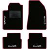 QUEMAR Tappetini Auto per Alfa Romeo Giulietta, Bordo Fucsia, 4 Ricami | 2010-2016 / Kit Tappeti Moquette e Gomma su Misura / Set 2 Anteriori + 2 Posteriori / Ricami e Colori Personalizzati