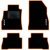 QUEMAR Tappetini Auto compatibili con Nissan Juke I 2010-2019 / Kit Tappeti Moquette e Gomma su Misura (Set 2 Anteriori + 2 Posteriori) / Ricami e Colori Personalizzati (Bordo Arancio, 2 Ricami)