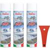 youth care Terra Ricambi 3X Spray Antighiaccio Auto No Frost 400ml + Raschiaghiaccio Classico - Scioglie Ghiaccio, Protegge Vetri, Kit Invernale Parabrezza Auto.