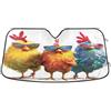 RPLIFE Parasole per parabrezza per parabrezza con galline divertenti, pieghevole, riflettore per auto, copertura per finestrino anteriore (130 x 59 cm)