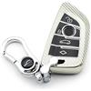 M.JVisun Morbido Fibra di Carbonio Finire Custodie per Chiavi Auto Per BMW Serie 2 Serie 3 Serie 5 Serie 6 Serie 7 GT5 M4 M5 X1 X2 X3 X5 X5M X6 X6M X7 TPU Cover Chiave Con Portachiavi - Argento