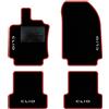 QUEMAR Tappetini Auto compatibili con Renault Clio IV e Grandtour 2012-2019/ Kit Tappeti Moquette e Gomma su Misura (Set 2 Anter.+ 2 Poster.)/Ricami e Colori Personalizzati (4 Ricami, Bordo Rosso)