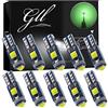 GLL 10pcs Verde T5 LED 3030 3SMD W1.2W W3W Lampadine per Cruscotto 120 Lumen