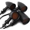 HESHUYAN Frecce Moto 4 pcs griglia moto retrò cromata in alluminio indicatori di luce del segnale luce freno 10 mm universale(Noir)