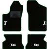 QUEMAR Kit Tappetini Auto per Fiat 600 1998-2010, Bordo Verde, 4 Ricami