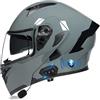 SONGDIQI Bluetooth Casco Modulare per Moto, Casco da Moto a Doppia Visiera Integrati Omologato DOT/ECE, con Doppio Altoparlante E Microfono(C3,XL(61~62cm))