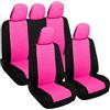 Rebeca Shop® Coprisedili Per Auto Universali, Set Completo Anteriori E Posteriori con Zip e copri poggiatesta A23 (Rosa/Nero)