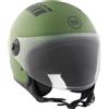 BHR Casco Demi-Jet 834 FLOW - Casco Scooter Estivo Omologato ECE 22.06 con 16 Fori di Aerazione - Visiera Antigraffio e Sgancio Micrometrico, Verde Opaco, XL
