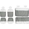 Rebeca Shop 500_Hybrid- Copri-sedili Auto Compatibili 500 Hybrid 2021 | Set Coprisedili Anteriori e Posteriori | Logo Ricamato | Airbag Compatibili | Accessori Interni (Bianco/Grigio Chiaro)
