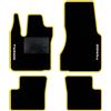 QUEMAR Tappetini Auto per Renault Twingo III, Bordo Giallo, 2 Ricami | 2014-2024 / anche Elettrica / Kit Tappeti Moquette e Gomma su Misura / Set 2 Anteriori + 2 Post. / Ricami e Colori Personal.