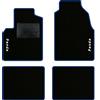 QUEMAR Tappetini Auto per Panda II 2003-2011, Bordo Blu, 2 Ricami | Kit Tappeti Moquette e Gomma su Misura / Set 2 Anteriori + 2 Posteriori / Ricami e Colori Personalizzati / Antiscivolo