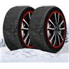 TANIASHOP Set 2 Calze da Neve in Tessuto per Pneumatici Auto OMOLOGATE EN 16662-1 Montaggio Rapido Catene da Neve in Tessuto Lavabili Compatibili con ABS e ESP Massima Aderenza su Ghiaccio e Neve (XL)