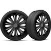 moto-MOLTICO Moltico Copricerchi - Set Copricerchi Universale 4 Pezzi - Adatto a Tutti i Cerchi in Acciaio - Copri Cerchioni - Anello di Sicurezza Regolabile - Tapis-Nero - 16 Pollici