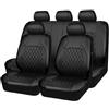 PERTID 9 Pezzi Auto Pelle Coprisedili Set per Opel Corsa 2004-2009, Anteriori Posteriori Cuscino Copri Sedili Traspirante Interni Accessori,B/Black