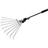 KOTARBAU® Rastrello Giardino - Rastrello per Foglie - Acciaio Zincato - 32 cm - Argento Nero - con Manico Telescopico Regolabile 6-24,5 cm - 9 Denti Flessibili - Rastrellino