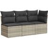 vidaXL Divano da Giardino con Cuscini 3 Posti Grigio Chiaro Polyrattan