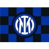 PRESTIGE & DELUXE Bandiera Inter Modello 2025 a scacchi - Dimensione grande 100x140 cm. Colore Nero Azzurro - Prodotto su licenza ufficiale del club + portachiave squadra calcio