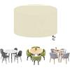 HTCSZL Copertura per mobili da Giardino,Copertura Tavolo Giardino Rotondo,Copertura Tavolo Esterno Impermeabile Tessuto 420D Oxford Anti-UV Resistente,Impermeabile,Antivento,Bianco crema,80x50cm