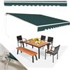 RELAX4LIFE Tenda da Sole a Bracci Estensibili con Barra di Rinforzo 400x250 cm/Telaio in Alluminio/Manovella Manuale/Angolazione Regolabile 5°-35°, Impermeabile, per Porta e Finestra, Balcone, VERDE