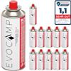 EVOCAMP 12x bombole di Gas butano 227g per fornello da Campeggio, riscaldatore a Gas, bruciatore di Erbacce, bombolette di Gas Campeggio Tipo MSF-1a, cartucce di Gas Campeggio a Pressione Universale